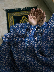 Namaz Chaddar With Sleeves  - Ocean Blue