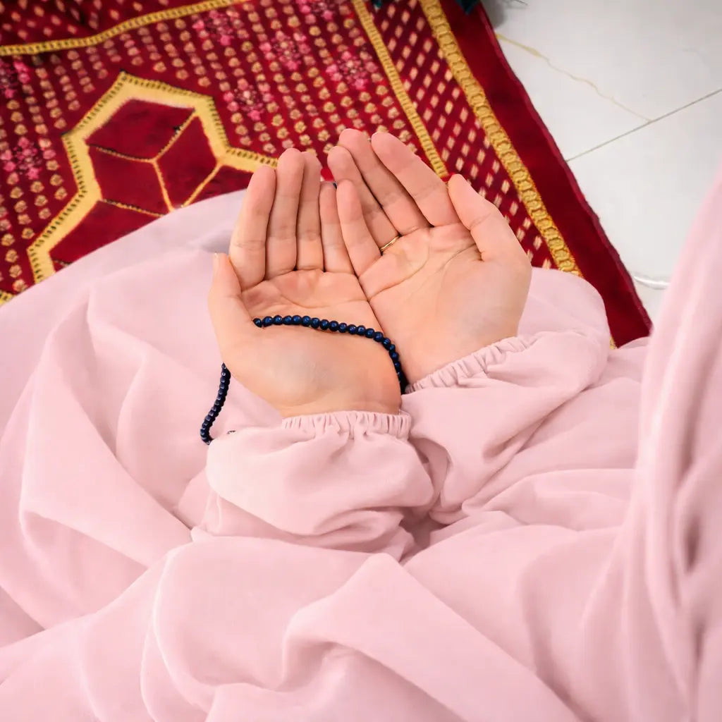 Namaz Chaddar With Sleeves  - Plain Baby Pink