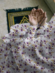 Namaz Chaddar With Sleeves  -  Purple Rose
