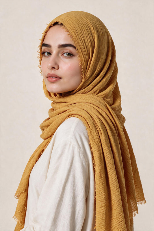 Crimps Hijab - Dull mustard