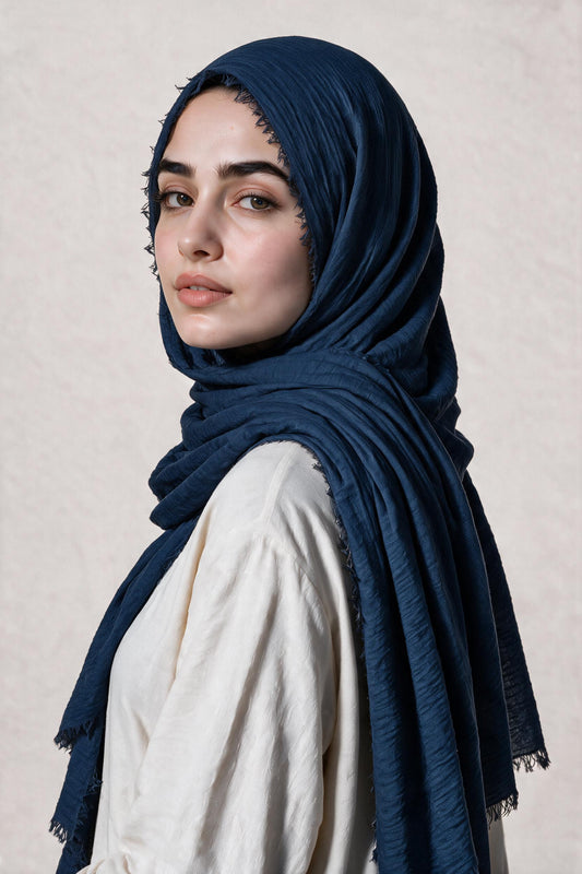 Crimps Hijab - Navy blue