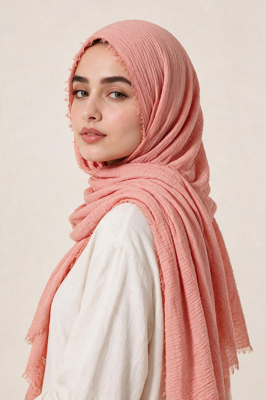 Crimps Hijab-Peach