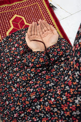 Namaz Chaddar With Sleeves  - Black Rose
