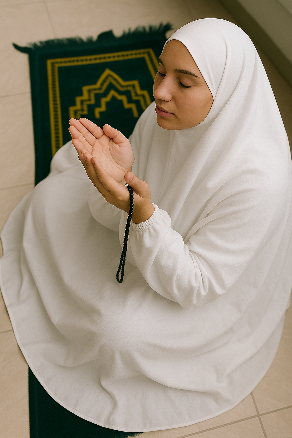 Namaz Chaddar With Sleeves  - Plain White